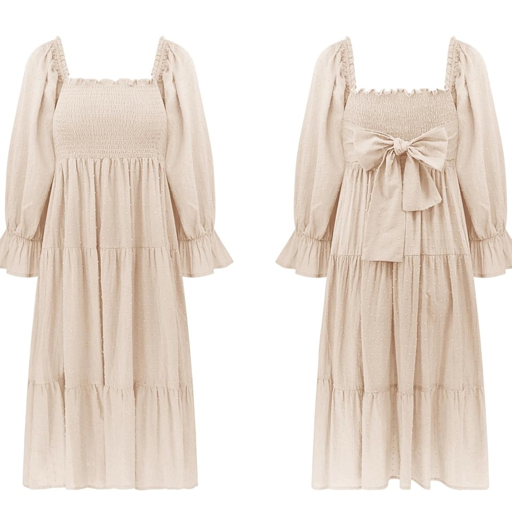 Amazon Cream Long Sleeve Dress